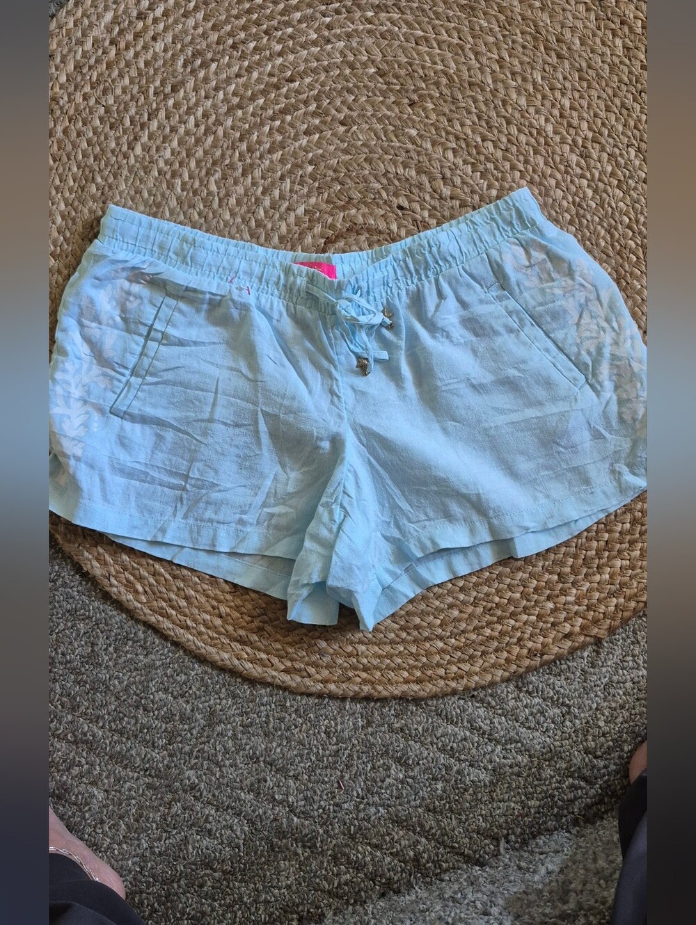 Lilly Pulitzer Baybreeze Linen Shorts Sz.L Blue